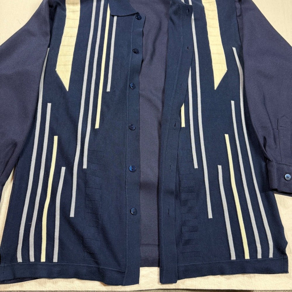 Michael Irvin No. 88 Striped Knit Cardigan Shirt Men Large Button Up Long Sleeve - Picture 5 of 14